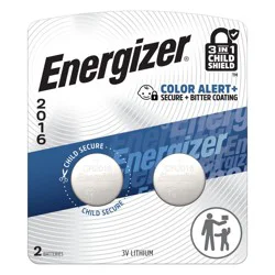 Energizer 2016 Batteries 2pk - Lithium Coin Battery: 3V, 90mAh Capacity