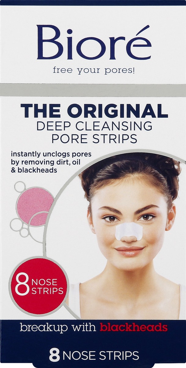 slide 4 of 12, Biore Deep Cleansing Pore Strips, Original, Blackhead Remover Strips, Oil Free, Pore Unclogging - 8ct, 8 ct