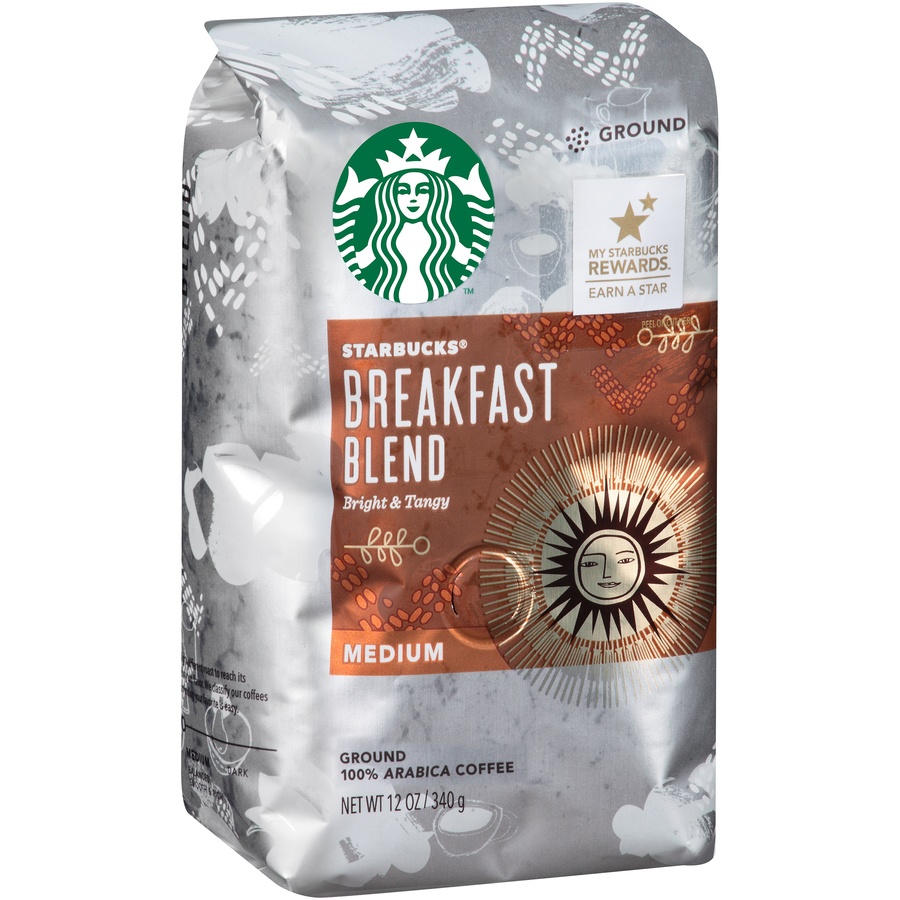 slide 2 of 6, Starbucks Medium Roast Ground Coffee, Breakfast Blend, 100% Arabica, 12 oz