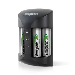Energizer Recharge Pro Charger for NiMH Rechargeable AA and AAA Batteries: 4-Bay Output, Wall Charger, 500mA Amperage