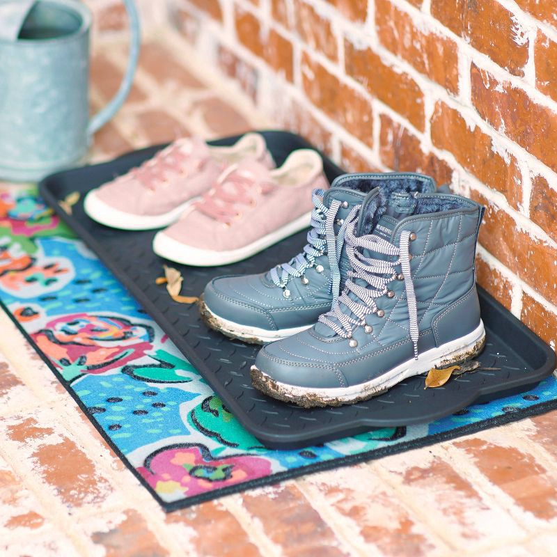 slide 5 of 7, 1'2"x2'6" Boot Tray Black - Mohawk: Waterproof Shoe Mat for Entryway, Indoor & Outdoor Use, Solid Rectangle Design, 1 ct
