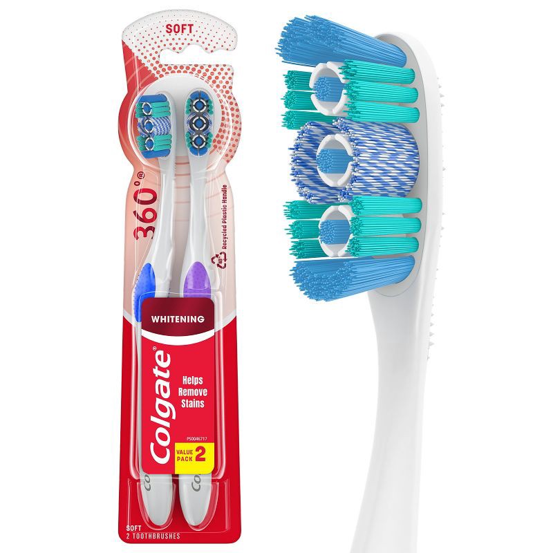 slide 1 of 9, Colgate 360 Optic White Whitening Toothbrush Soft - 2ct, 2 ct