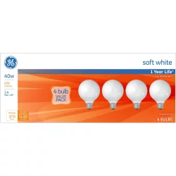 GE Household Lighting GE 40w 4pk G25 Incandescent Light Bulb White