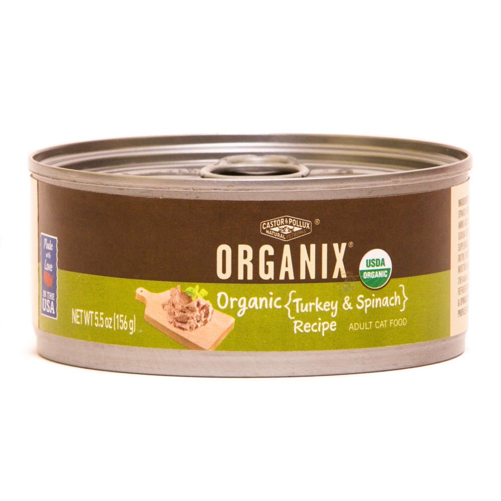 slide 1 of 1, Castor & Pollux Natural Petworks Castor & Pollux Organix Adult Cat Food Turkey & Spinach Recipe, 5.5 oz