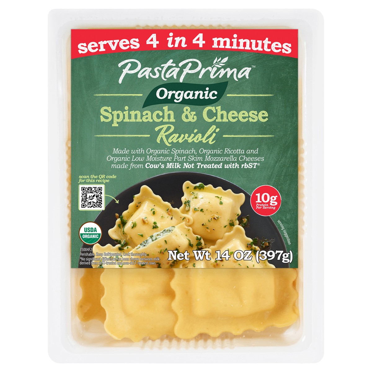 slide 1 of 3, Pasta Prima Organic Spinach & Cheese Ravioli, 14 oz