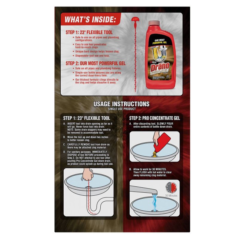 slide 3 of 7, Drano Snake Plus Tool + Gel System - 16oz, 16 oz