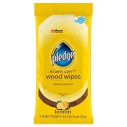Pledge Expert Care Multi Surface Enhancing Furniture Polish Wood Wipes - Lemon - 24ct