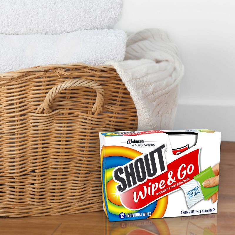 slide 2 of 10, Shout Wipe & Go Instant Portable Stain Remover - 12ct, 12 ct