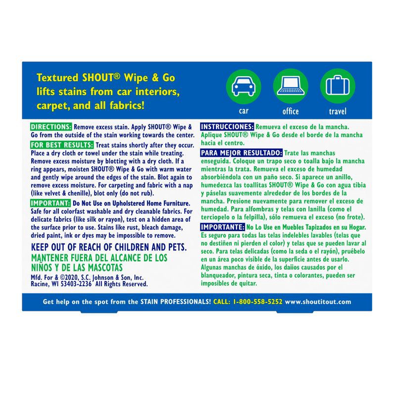 slide 3 of 10, Shout Wipe & Go Instant Portable Stain Remover - 12ct, 12 ct