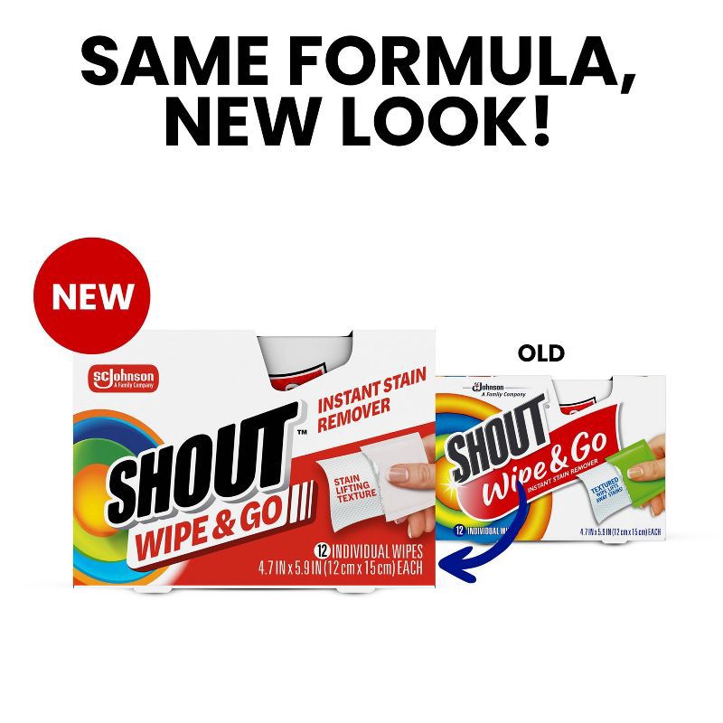 slide 2 of 16, Shout Wipe & Go Instant Portable Stain Remover - 12ct, 12 ct