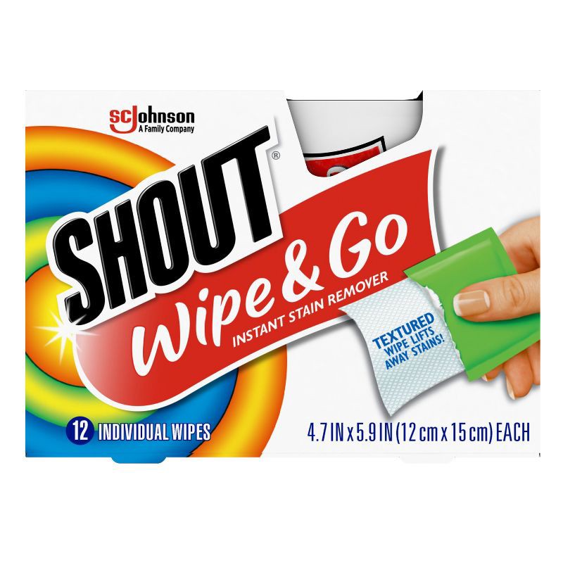 slide 4 of 10, Shout Wipe & Go Instant Portable Stain Remover - 12ct, 12 ct