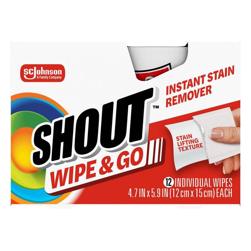slide 4 of 16, Shout Wipe & Go Instant Portable Stain Remover - 12ct, 12 ct