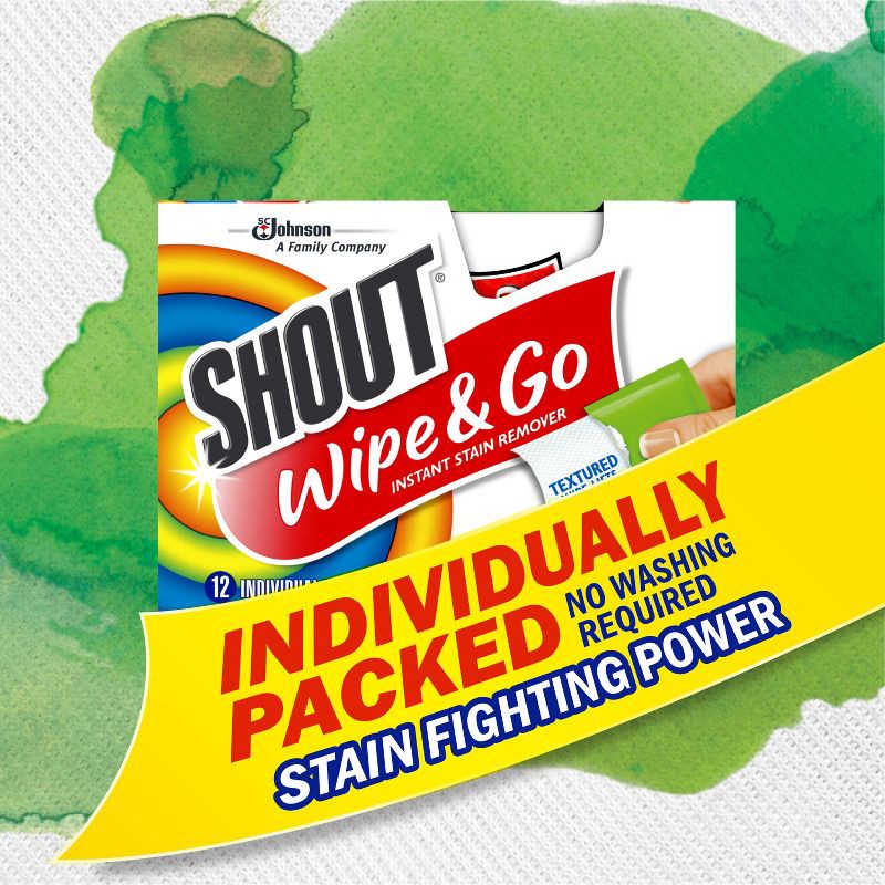 slide 8 of 10, Shout Wipe & Go Instant Portable Stain Remover - 12ct, 12 ct