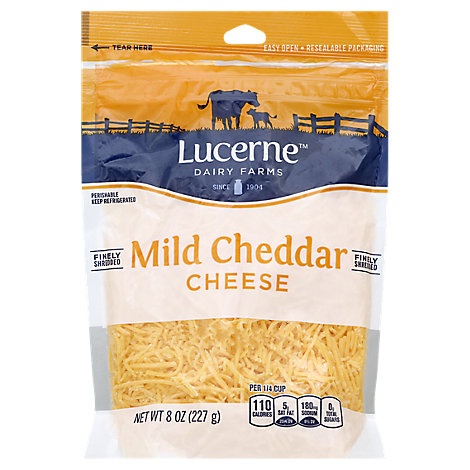 slide 1 of 1, Lucerne Cheese Finely Shredded Mild Cheddar, 8 oz