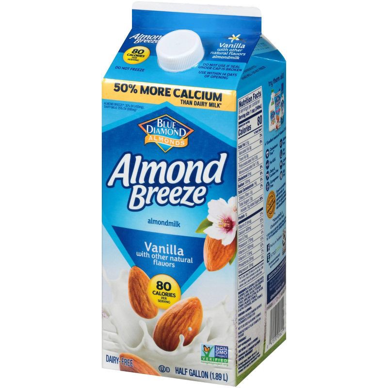 slide 6 of 7, Almond Breeze Vanilla Almond Milk - 0.5gal, 1/2 gal