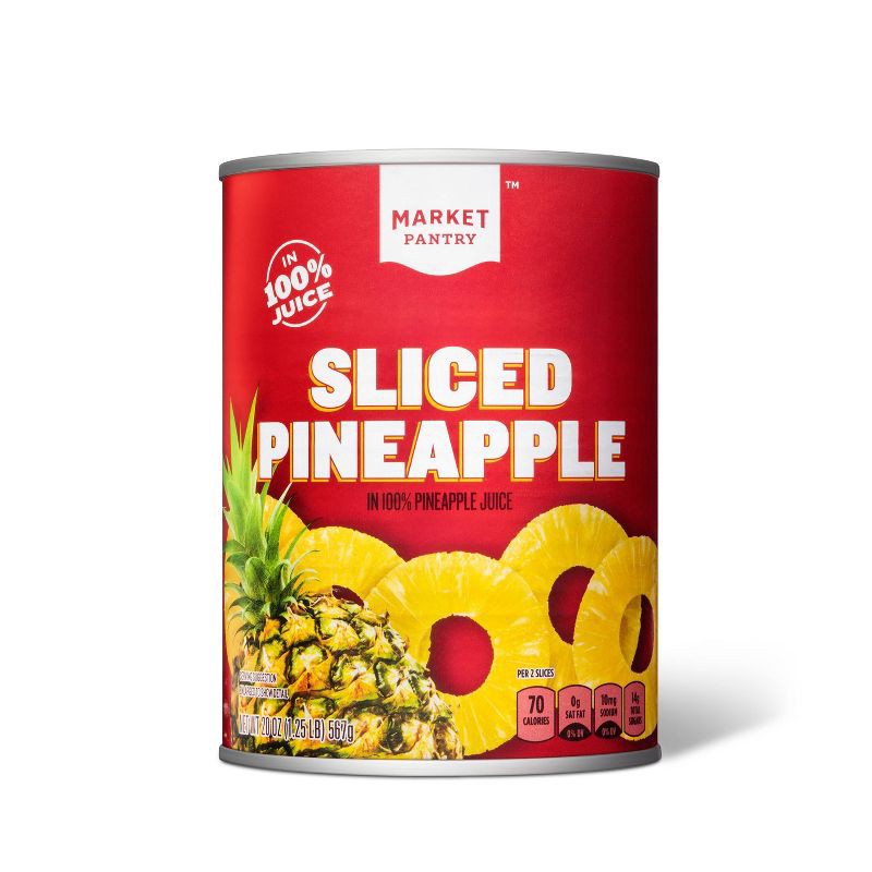 slide 1 of 2, Sliced Pineapple in 100% Juice 20oz - Market Pantry™, 20 oz