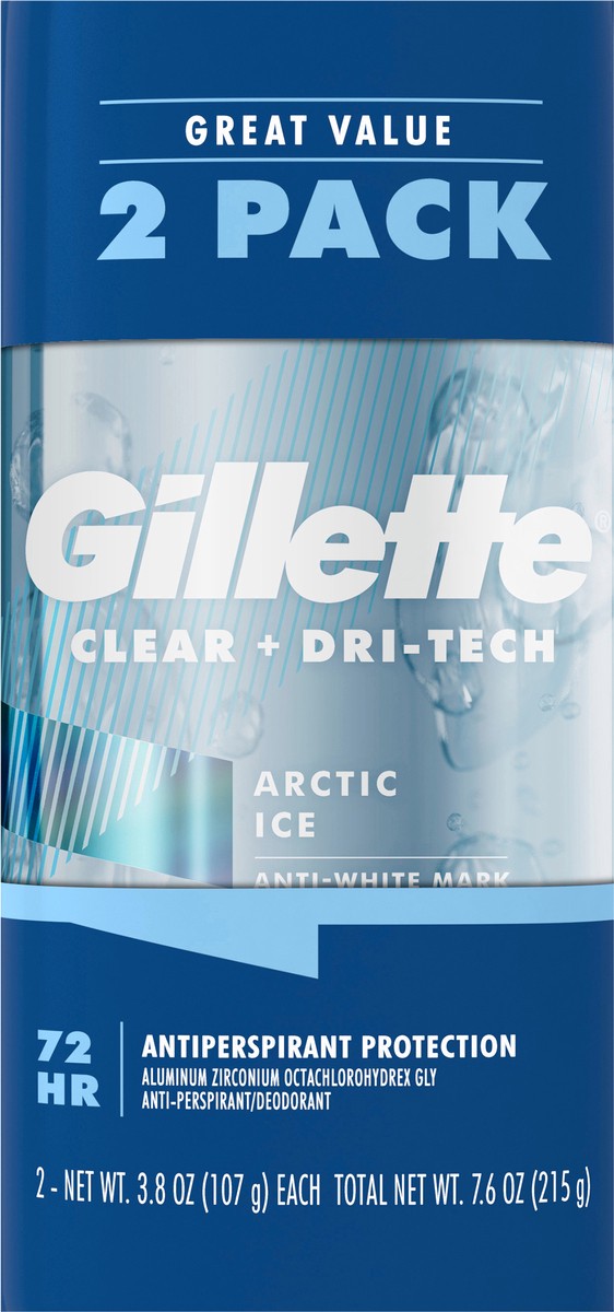 slide 2 of 2, Gillette Antiperspirant and Deodorant for Men, Clear Gel, Artic Ice, Twin Pack - 2 of 3.8oz, 3.8 oz