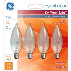 GE Household Lighting GE 40w 4pk CAC Long Life Incandescent Chandelier Light Bulb Clear