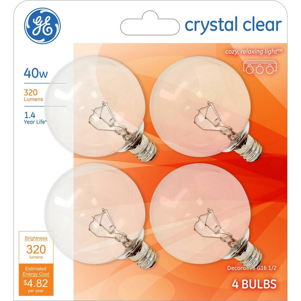 slide 4 of 4, GE Household Lighting General Electric 40w 4pk G16 Incandescent Light Bulb White/Clear, 4 ct