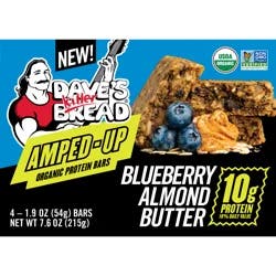 Dave's Killer Bread Amped-Up Blueberry Almond Butter Organic Protein Bars, 4 Count
