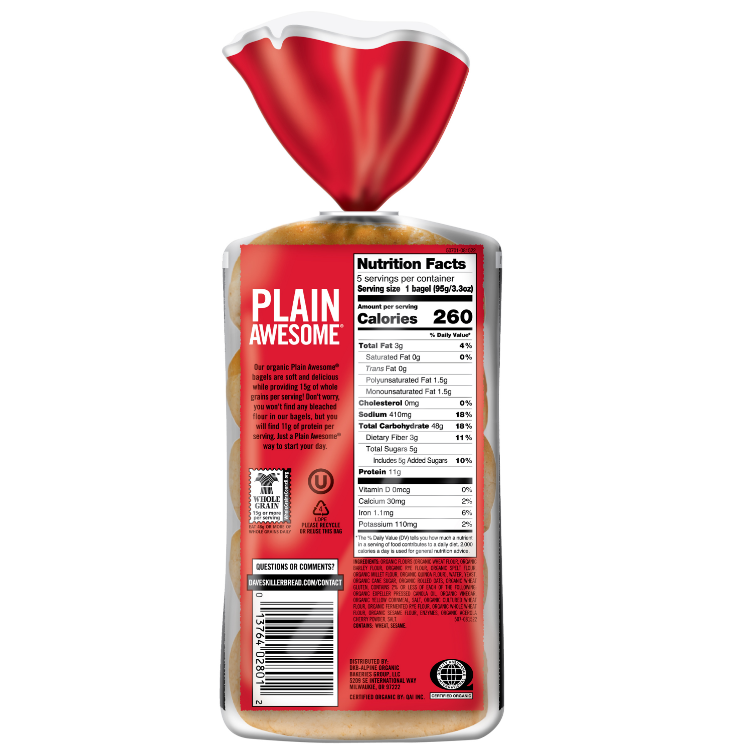 slide 2 of 6, Dave's Killer Bread Bagels, Organic, 16.75 oz