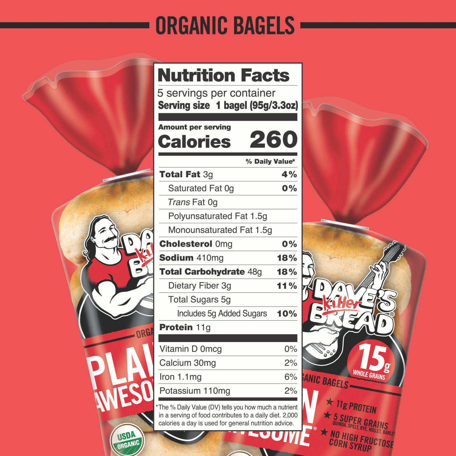 slide 3 of 6, Dave's Killer Bread Bagels, Organic, 16.75 oz