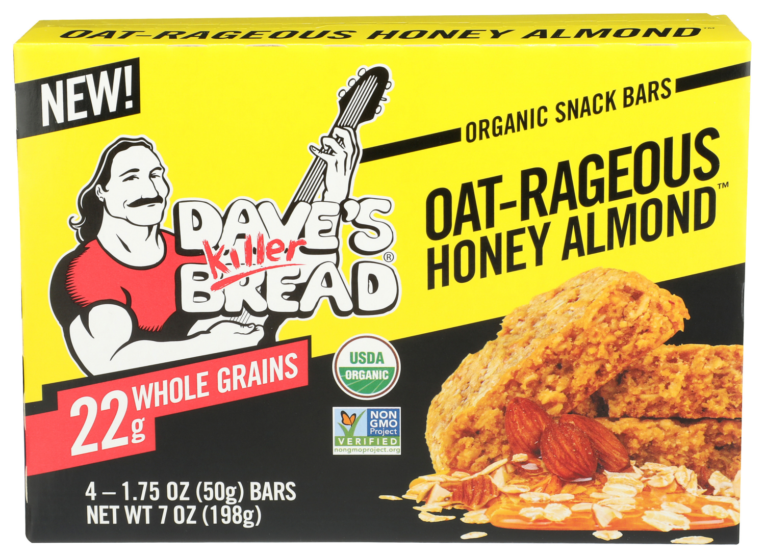 slide 1 of 3, Dave's Killer Bread Snack Bars, Organic, Oat-Rageous Honey Almond, 4 ct
