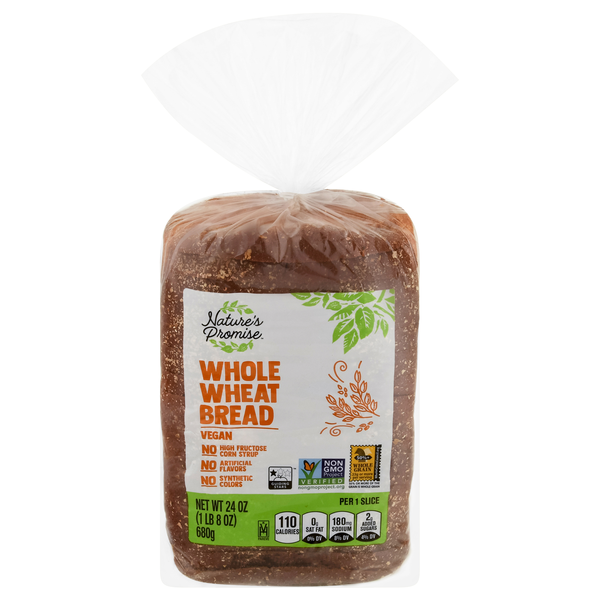 slide 1 of 1, Nature's Promise Whole Wheat Sliced Bread, 24 oz