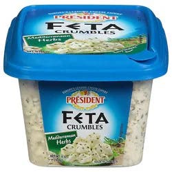 President Cheese Feta Crumbled Mediterranean - 6 Oz