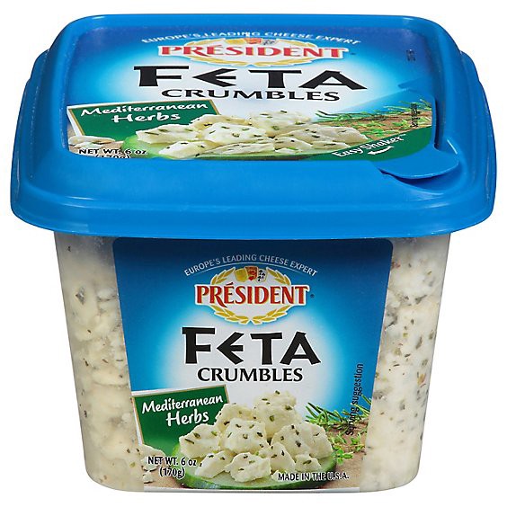 slide 1 of 1, President Cheese Feta Crumbled Mediterranean - 6 Oz, 6 oz