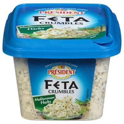 slide 1 of 1, President Cheese Feta Crumbled Mediterranean - 6 Oz, 6 oz