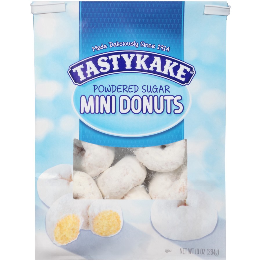 slide 1 of 11, Tastykake Powdered Sugar Mini Donuts, 10 oz