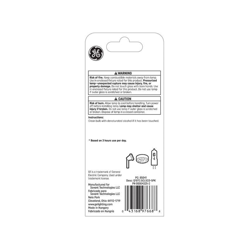 slide 5 of 5, GE Household Lighting GE 10W T2.5 Halogen Appliance Light Bulb Soft White, 1 ct