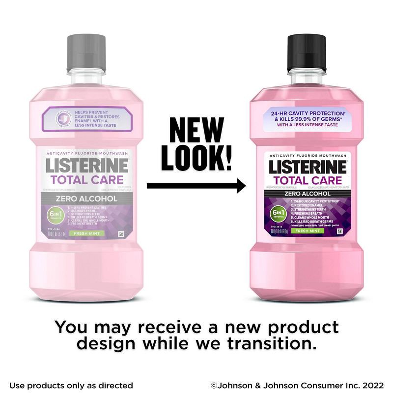 slide 3 of 14, Listerine Zero Alcohol Total Care Anticavity Fluoride Mouthwash - 1L, 1 liter