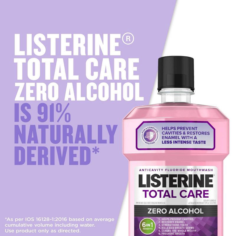 slide 4 of 14, Listerine Zero Alcohol Total Care Anticavity Fluoride Mouthwash - 1L, 1 liter