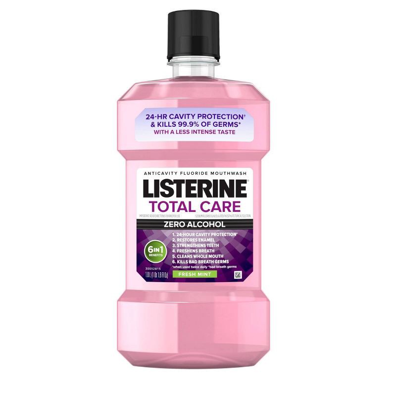 slide 1 of 14, Listerine Zero Alcohol Total Care Anticavity Fluoride Mouthwash - 1L, 1 liter