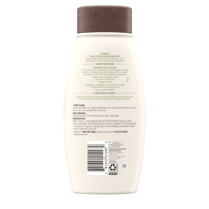 slide 5 of 5, Aveeno Daily Moisturizing Body Wash with Soothing Oat - 18 fl oz, 18 fl oz