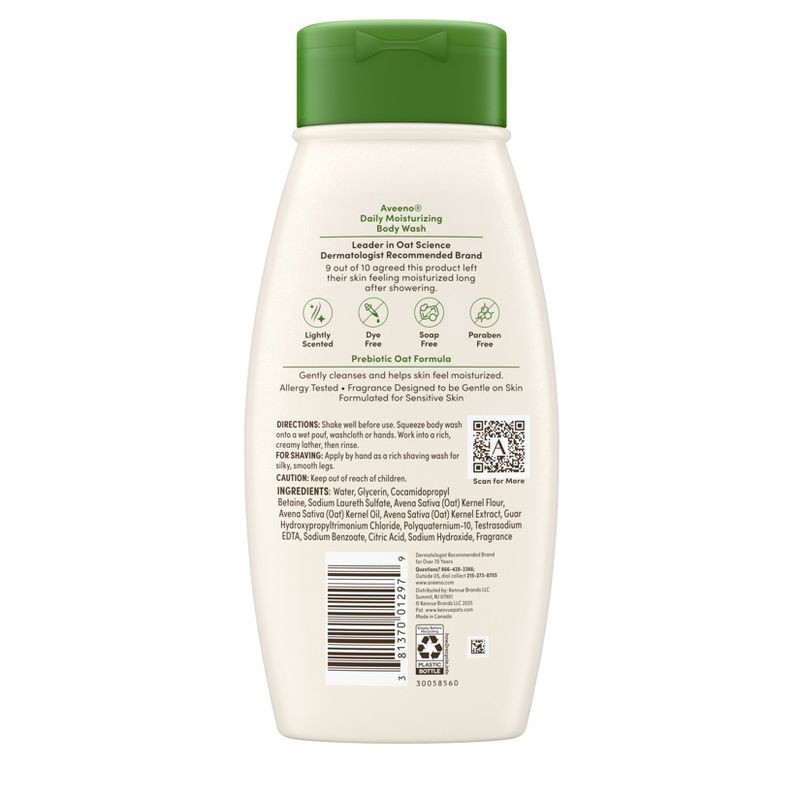 slide 8 of 11, Aveeno Daily Moisturizing Body Wash with Soothing Oat - 18 fl oz, 18 fl oz