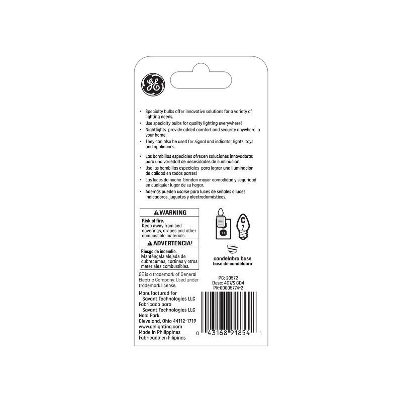 slide 3 of 3, GE Household Lighting GE 4pk 4W Incandescent Nightlight Bulbs E12 Base Clear, 4 ct
