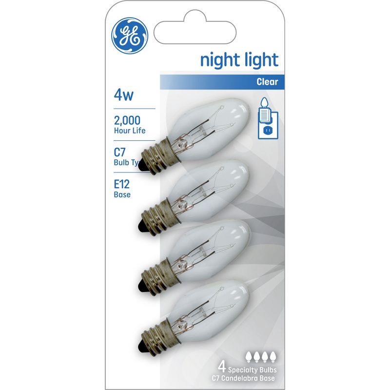 slide 1 of 3, GE Household Lighting GE 4pk 4W Incandescent Nightlight Bulbs E12 Base Clear, 4 ct