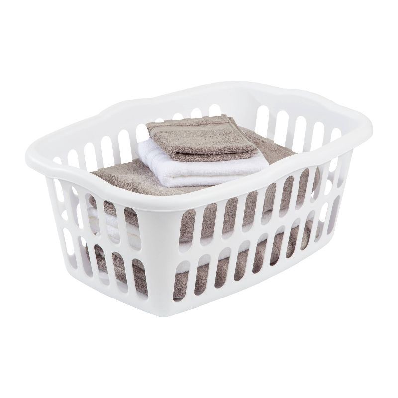 slide 4 of 5, 1.5 Bushel Rectangular Laundry Basket White - Room Essentials, 1 ct