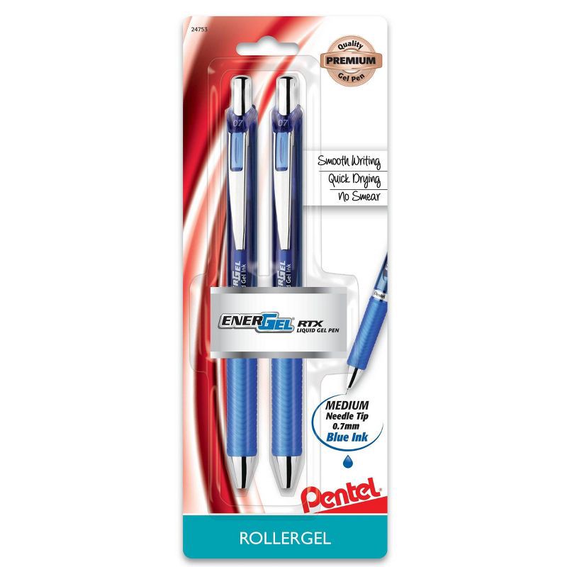 slide 1 of 5, Pentel Energel Deluxe 2ct Blue Medium tip Gel Ink Pen, 2 ct