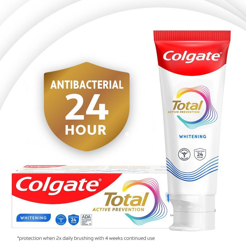 slide 5 of 15, Colgate Total Active Prevention Whitening Toothpaste - Mint - 5.1oz/2pk, 2 ct; 5.1 oz
