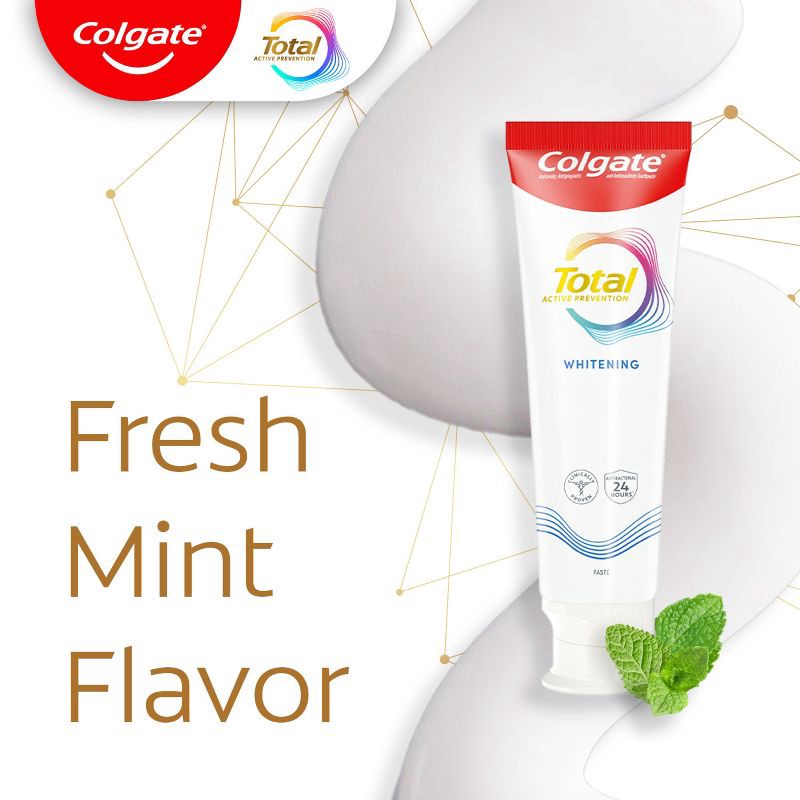 slide 5 of 11, Colgate Total Active Prevention Whitening Toothpaste - Mint - 5.1oz/2pk, 2 ct; 5.1 oz