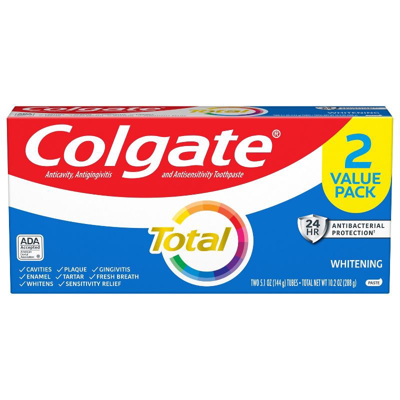 slide 1 of 6, Colgate Total Whitening Toothpaste - Mint - 5.1oz/2pk, 2 ct; 5.1 oz