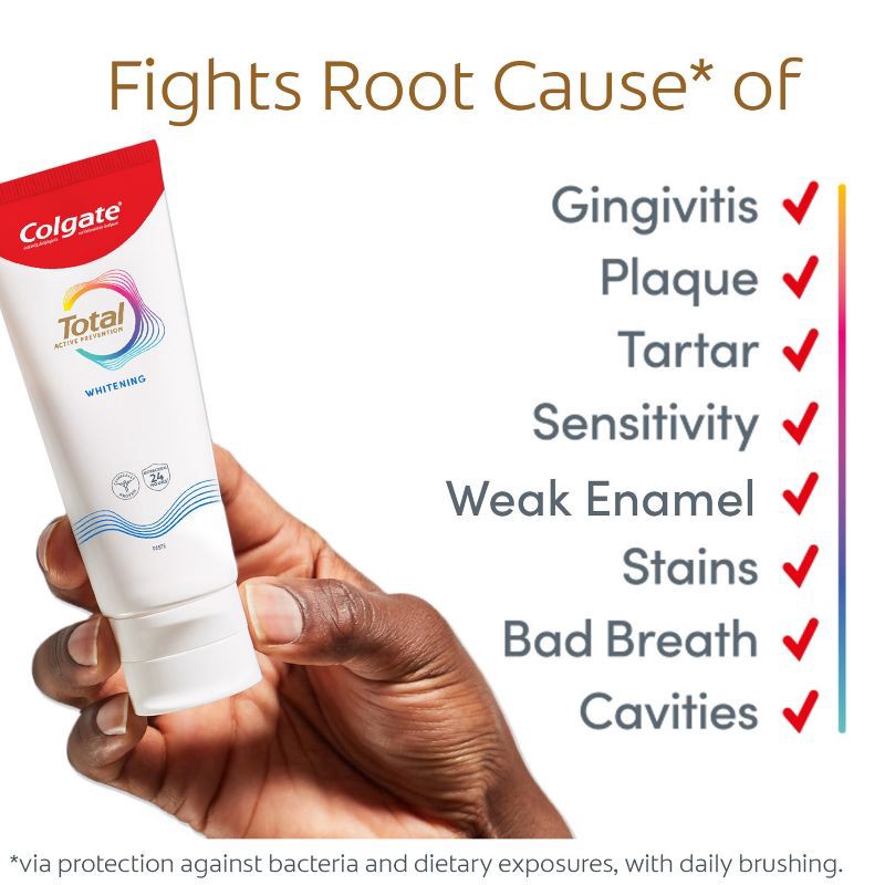 slide 9 of 11, Colgate Total Active Prevention Whitening Toothpaste - Mint - 5.1oz/2pk, 2 ct; 5.1 oz