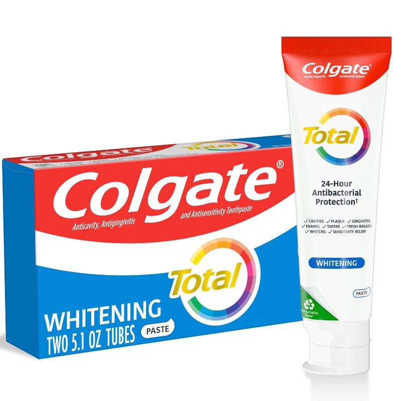 slide 1 of 6, Colgate Total Whitening Toothpaste - 5.1oz/2pk, 2 ct; 5.1 oz