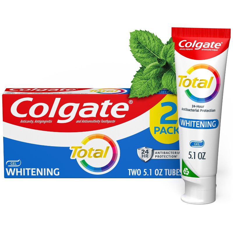 slide 1 of 11, Colgate Total Whitening Gel Toothpaste - 5.1oz/2pk, 2 ct; 5.1 oz