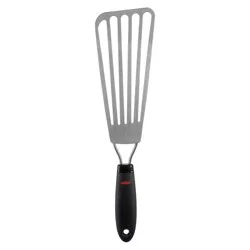 OXO Fish Turner 13.65"x3.5": Stainless Steel Slotted Cooking Spatula, Dishwasher-Safe, Black Handle