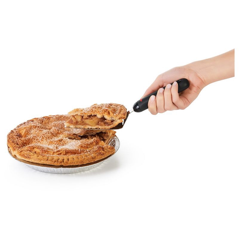 slide 3 of 3, OXO Softworks Pie Server: Stainless Steel Pie Spatula & Slicer, Dishwasher-Safe, Black Handle, 10.3" Length, 1 ct